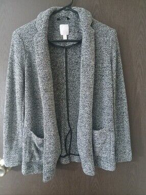 LC Lauren Conrad Gray Open-Front Knit Blazer Jacket